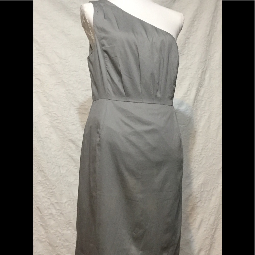 J Crew Pleated One-Shoulder Tan Cotton Dress Sz 10